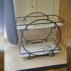 Black and White Marble Two-Tier Stand